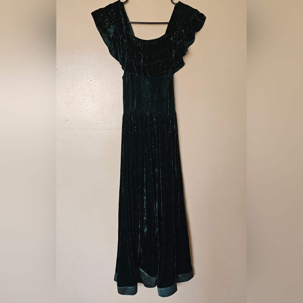 NWOT Hill House Emerald Green Velvet Silk Blend Nap Dress XS Quiet Luxury Moody - Picture 6 of 8
